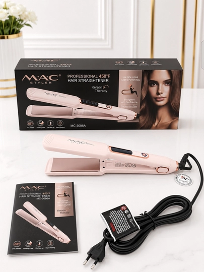 MAC Styler Keramika soch dazmoli, professional to‘g‘rilagich, LCD displey, 480°F