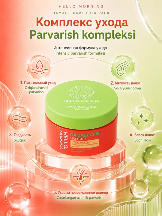 Hello, Morning Damage Care Hair Pack Маска-концентрат для ухода за поврежденными волосами