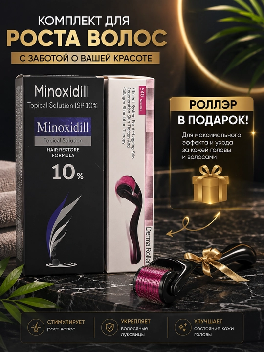 Миноксидил 10% имезороллер средство от облысения активация роста волос бороды усов уход