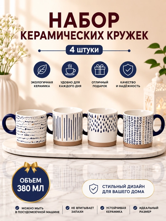Набор кружек, 4 шт - 