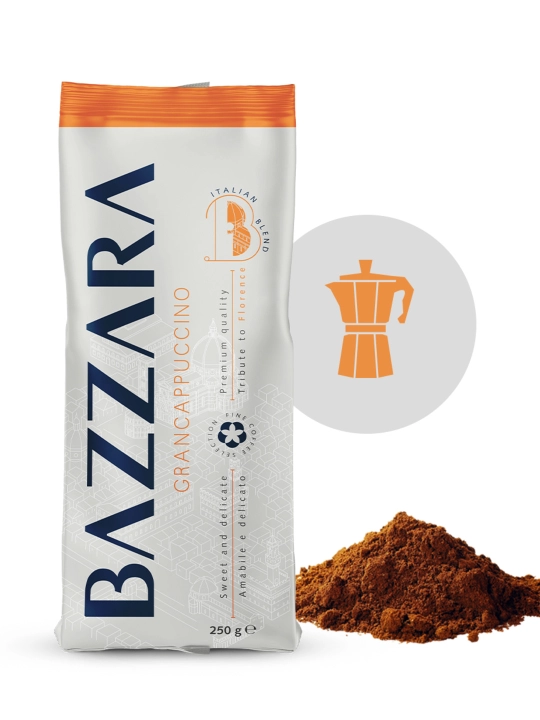 Кофе молотый Bazzara Grancappuccino, 250 г, 80% арабика, средняя обжарка - 