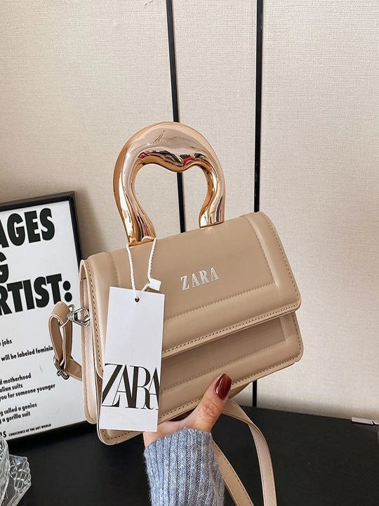 Женская сумка ZARA, кожаная сумочка, стильная сумка-шоппер с оригинальной ручкой - 