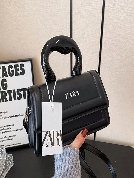Женская сумка ZARA, кожаная сумочка, стильная сумка-шоппер с оригинальной ручкой - 
