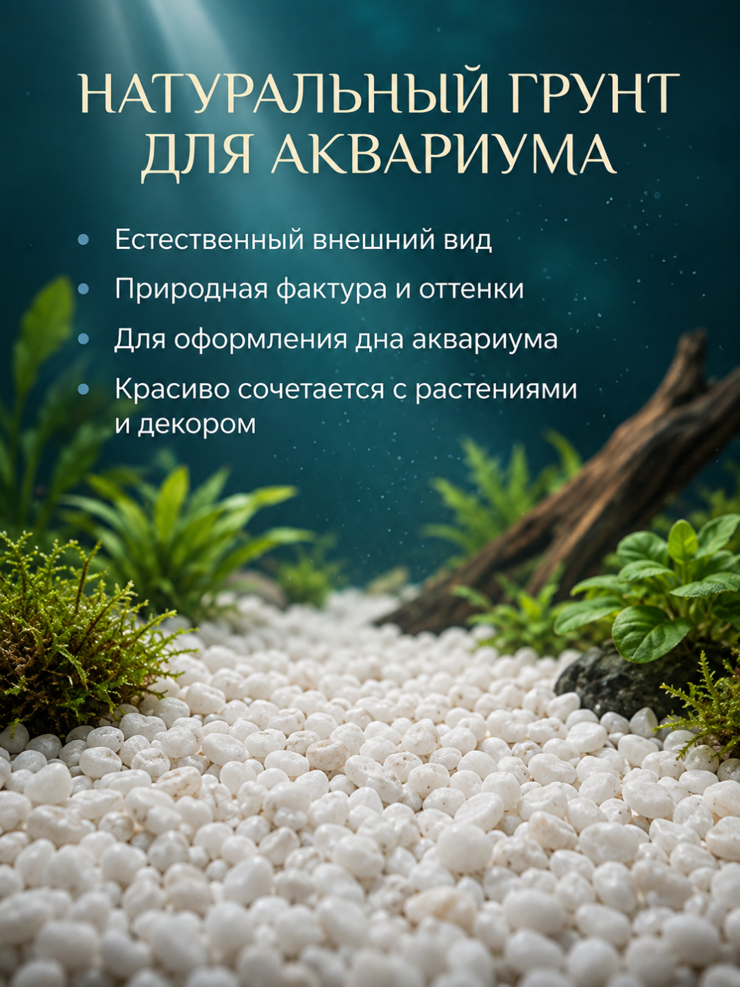 Akvarium uchun tabiiy grunt 5 mm, dekorativ toshlar, o‘simliklar va akvadizayn uchun bezak - 