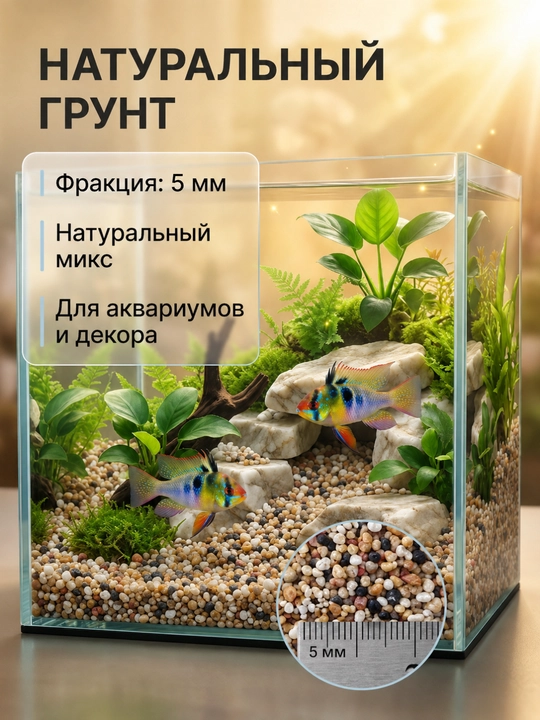 Натуральный грунт для аквариума 5 мм, декоративные камни, растения и декор для аквадизайна