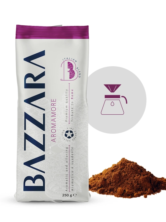Кофе молотый "Bazzara Aromamore", 250 гр, 70% арабика-30% робуста, Италия