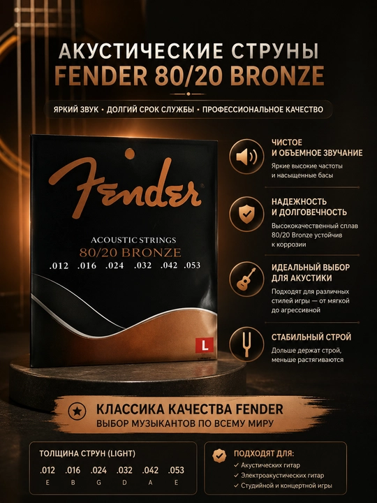 Fender akustik gitara torlari bir to'plam 80/20 BRONZA - 