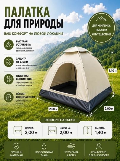 Kemping va dam olish uchun avtomatik chodir - 