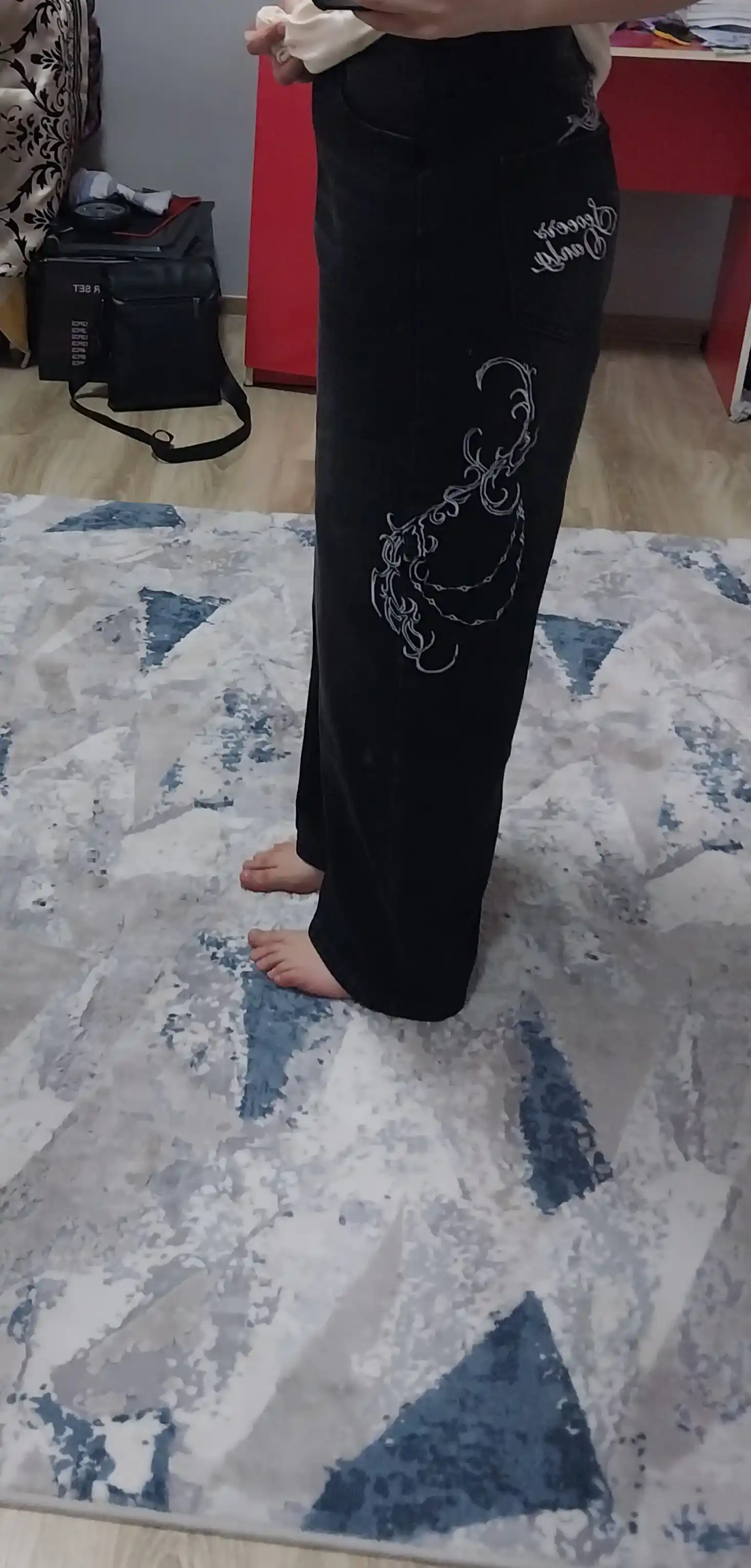 Ayollar va erkaklar jinsi shimlari, keng va yupqa, Y2K uslubidagi BAGGY, keng, yopishqoq, S-3XL