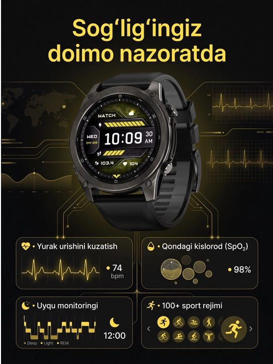 Smart Watch TACTIX 8  - 1.43" AMOLED HD ekran, 51 mm