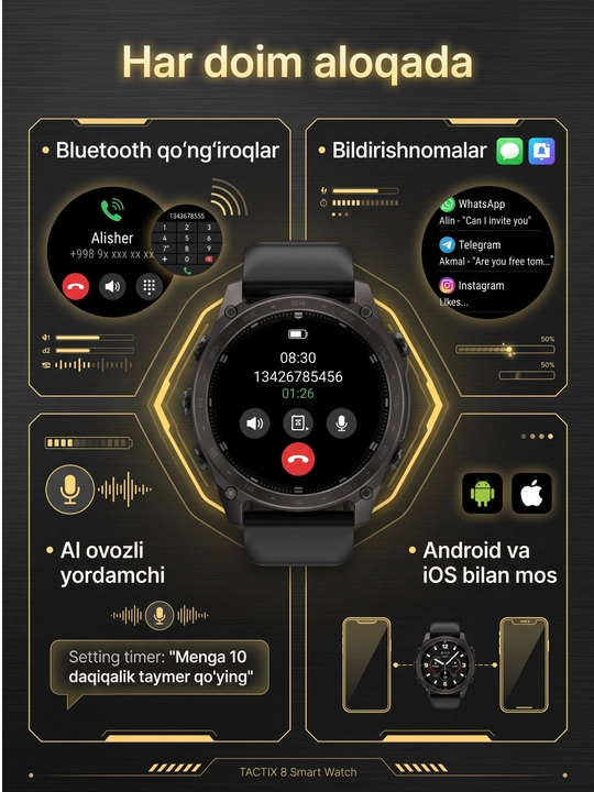Smart Watch TACTIX 8  - 1.43" AMOLED HD ekran, 51 mm