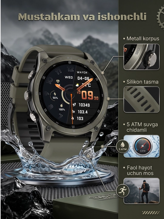 Smart Watch TACTIX 8  - 1.43" AMOLED HD ekran, 51 mm