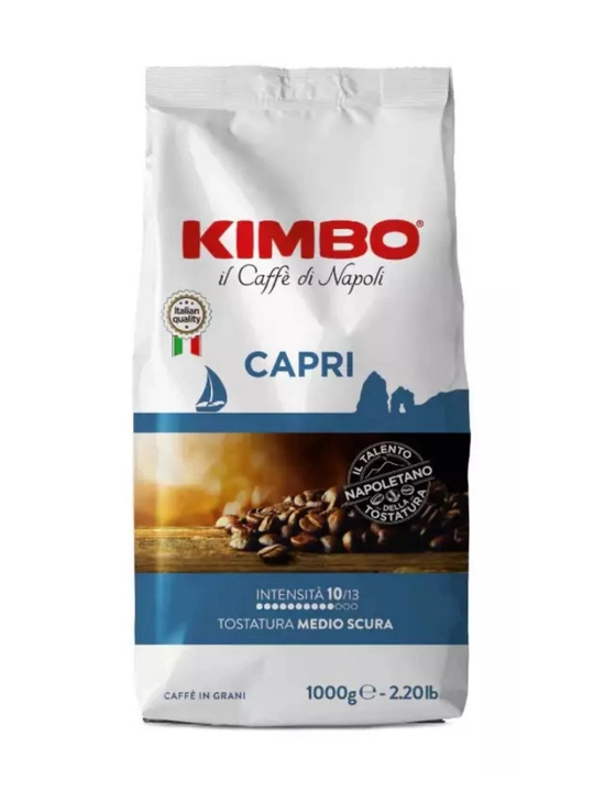 Кофе в зёрнах Kimbo, жареный, 1 кг — Crema Intensa, Espresso Classico, CapriAmalfi, Pompei
