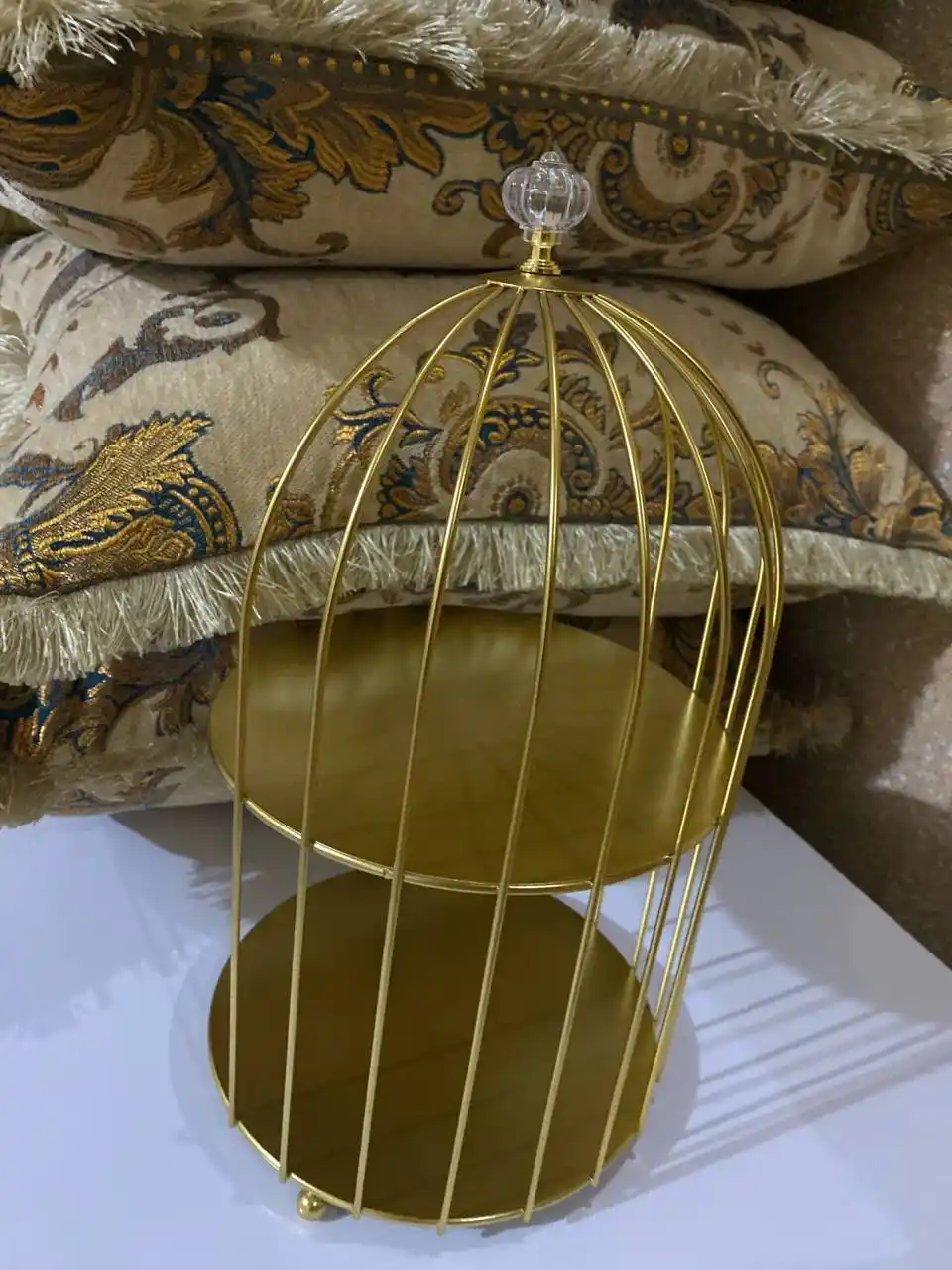 Органайзер для косметики, 2 яруса, со стеклянными полками, золотистый