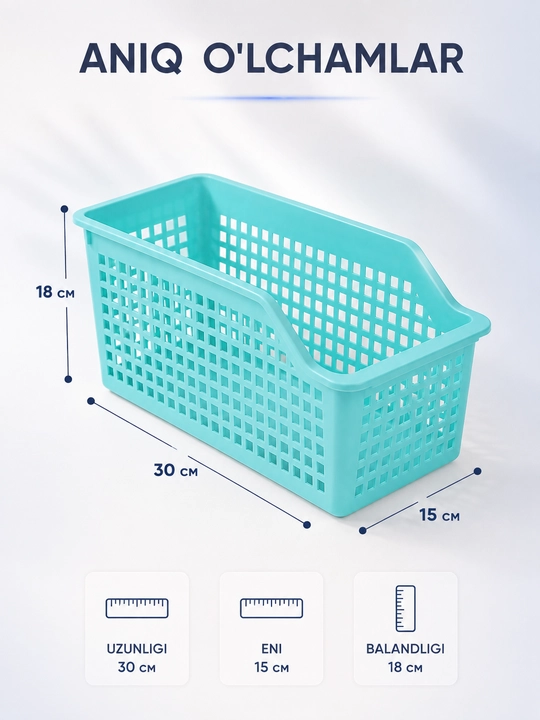 Plastik organizer savat, shkaf va javon uchun saqlash qutisi, katakli organizer