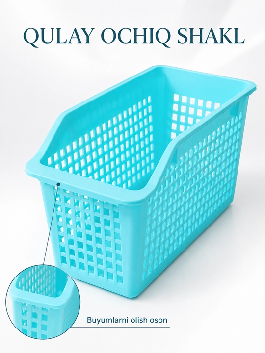 Plastik organizer savat, shkaf va javon uchun saqlash qutisi, katakli organizer