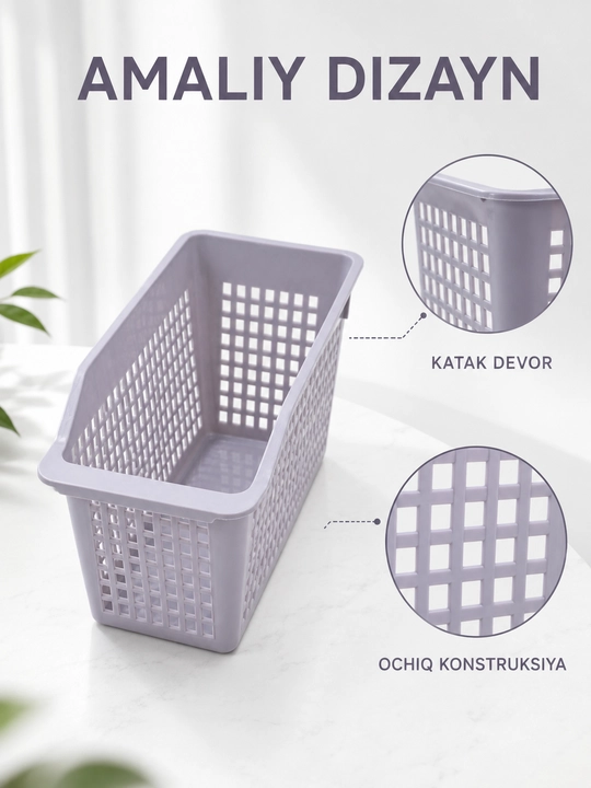 Plastik organizer savat, shkaf va javon uchun saqlash qutisi, katakli organizer