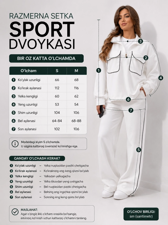 Sport kostyumi, S va M o‘lchamlarda