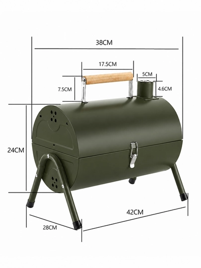 Ko‘chma ko‘mirli mangal-gril BBQ, qopqoqli, piknik, kemping va dala hovli uchun