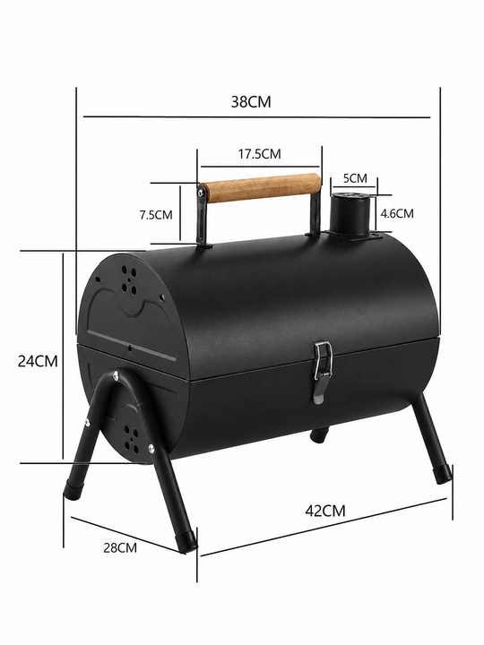 Ko‘chma ko‘mirli mangal-gril BBQ, qopqoqli, piknik, kemping va dala hovli uchun