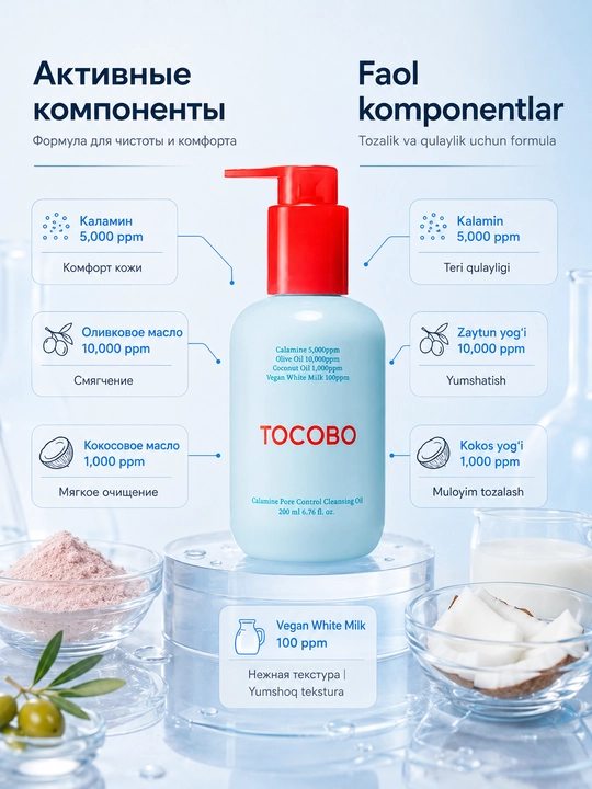 Гидрофильное масло для проблемной кожи Tocobo Calamine Pore Control Cleansing Oil