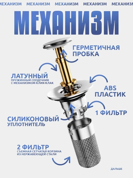 Пробка для ванной и раковин, заглушка с выдвижным фильтром, гидрозатвор в мойку