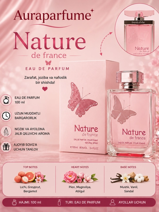 Ayollar uchun "Natura" parfyumeriyasi, iforlar olami, parfyumeriya suvi, 100 ml - 