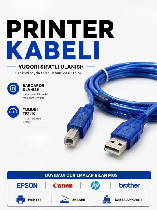 Printer, skaner, MFP uchun USB kabeli - 