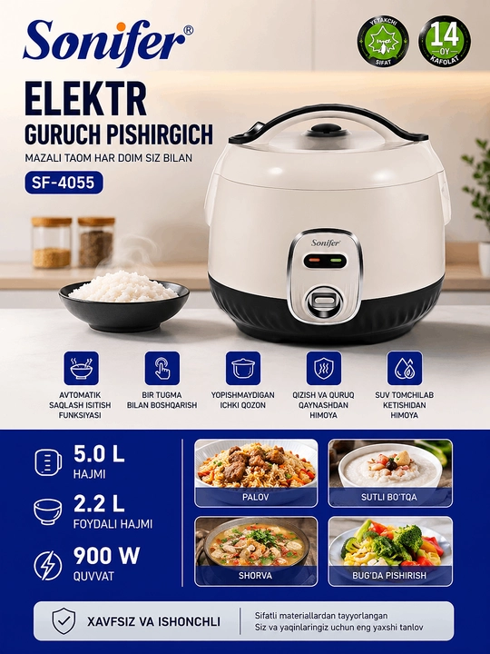 Sonifer SF 4055 Elektr Guruch Pishirgich 5 L 900 Vt - 