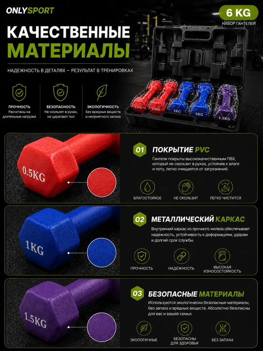 Набор гантелей, гантели, гантели для дома, набор гантелей с кейсом, гантели для фитнеса