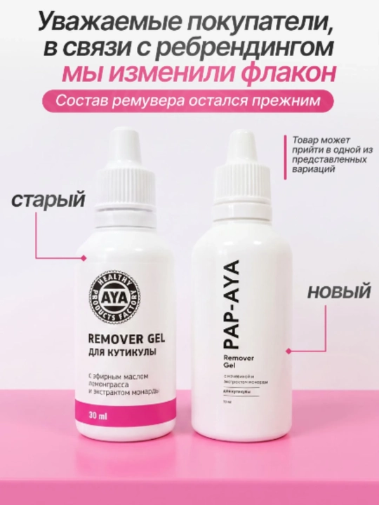 Ремувер AYA для удаления кутикулы, гель с мочевиной и монардой, для маникюра, набор 2 шт