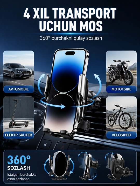 Avtomobilda telefon tutqichi, telefon mahkamlagichi
