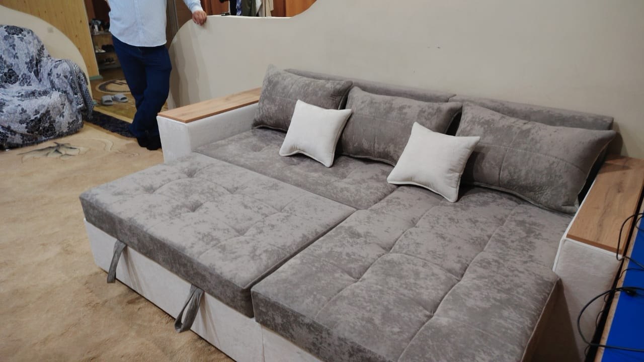 Yashikli yig‘ma burchakli divan, yumshoq divan, divan karavot Woodzone