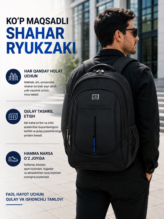 Maktab va ofis uchun ryukzak