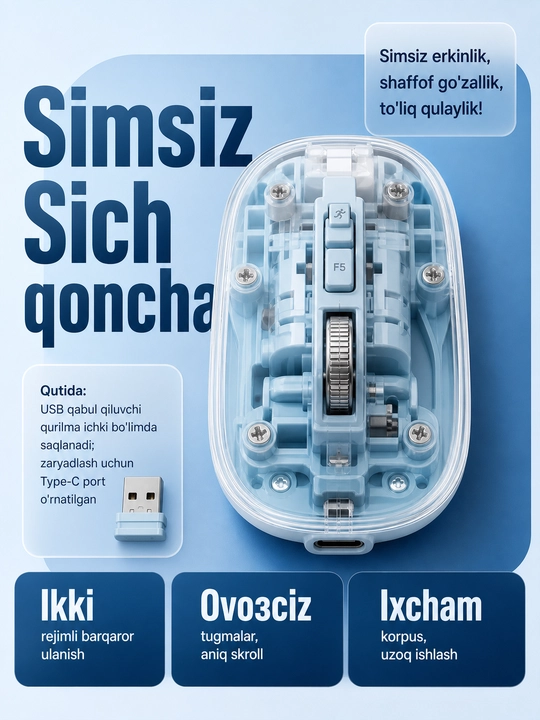 Simsiz Shaffof Sichqoncha - 