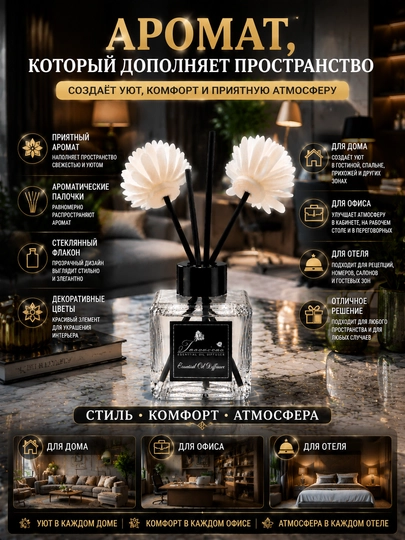 Аромадиффузор для дома Tacacaia с белыми цветами и палочками, Luxury ароматизатор, 50 мл