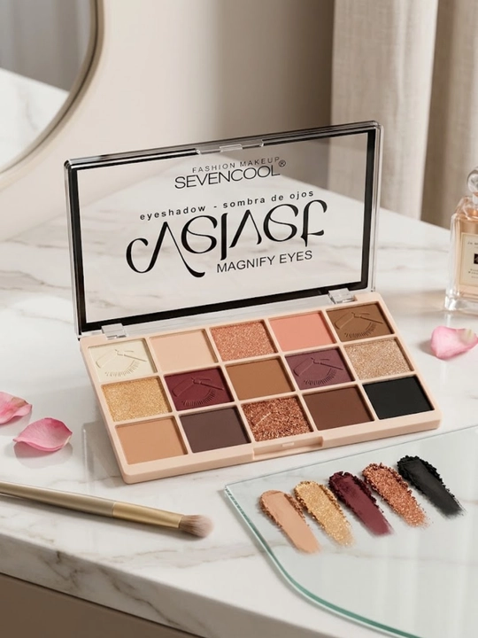 Палетка теней для век SEVENCOOL Creme 12 цветов набор матовых и шиммерных теней