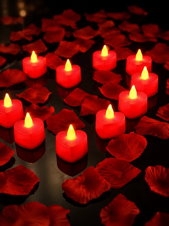 Olovsiz LED  romantik shamlar, yurak shaklidagi, qizil rangda - 