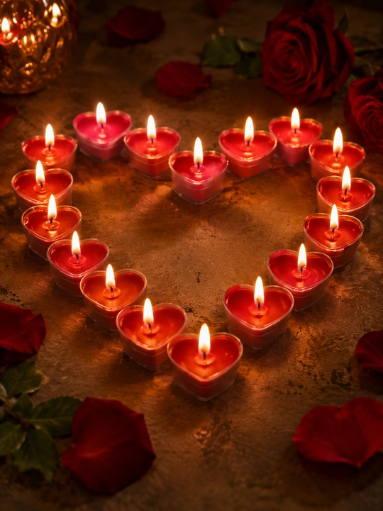 Olovsiz LED  romantik shamlar, yurak shaklidagi, qizil rangda - 