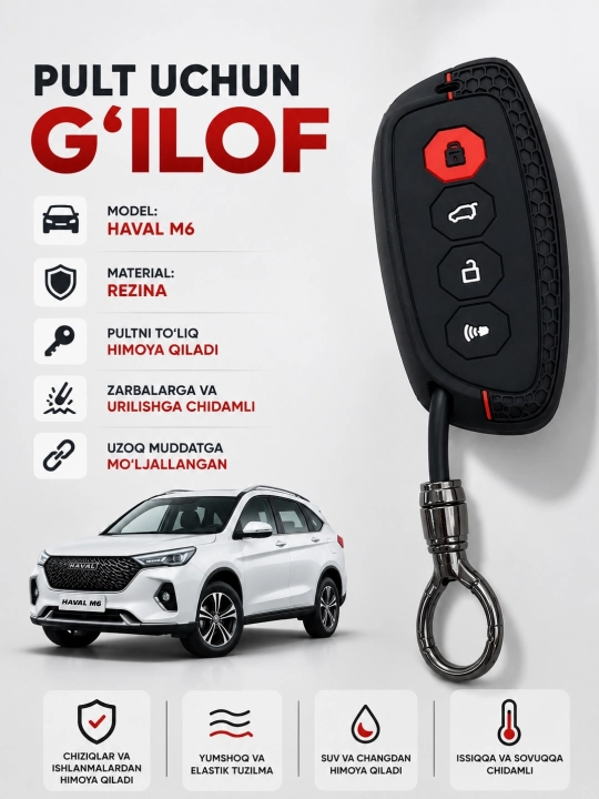 Haval M6 Pult uchun G‘ilof Silikon/Rezina, Himoya Chexol - 