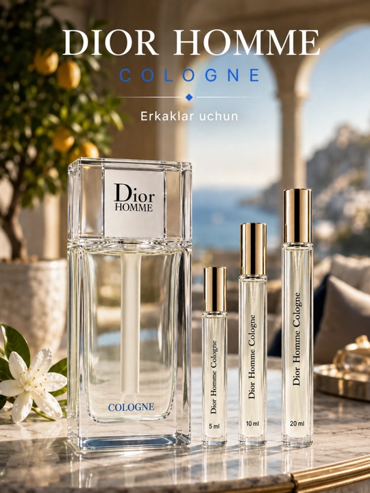 Dior Homme Cologne erkaklar uchun sitrus-mushk ifori, 5 ml , 10 ml , 20 ml - 