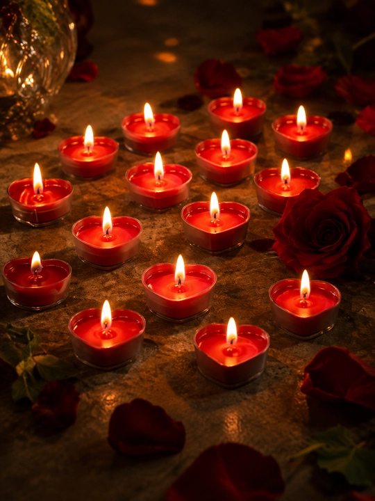 Olovsiz LED  romantik shamlar, yurak shaklidagi, qizil rangda