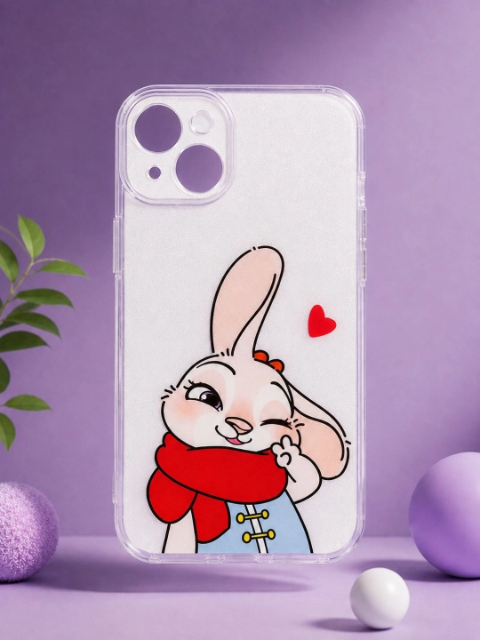 IPhone va smartfonlar uchun multfilm printli shaffof hamda rangli silikon chexol - 