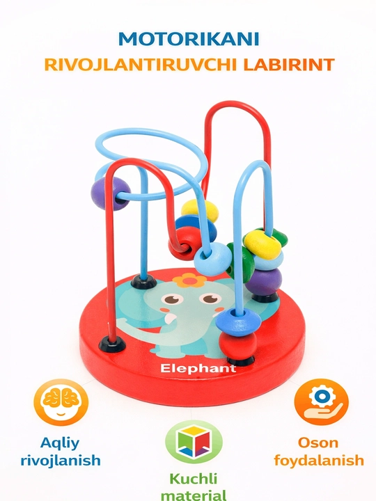 Aqliy rivojlantiruvchi yog‘och o‘yinchoqlar, labirint, geometrik sorter