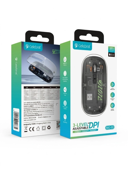 Simsiz sichqoncha Bluetooth 2.4G Silent Click, Type-C, 500 mAh, kompyuter uchun