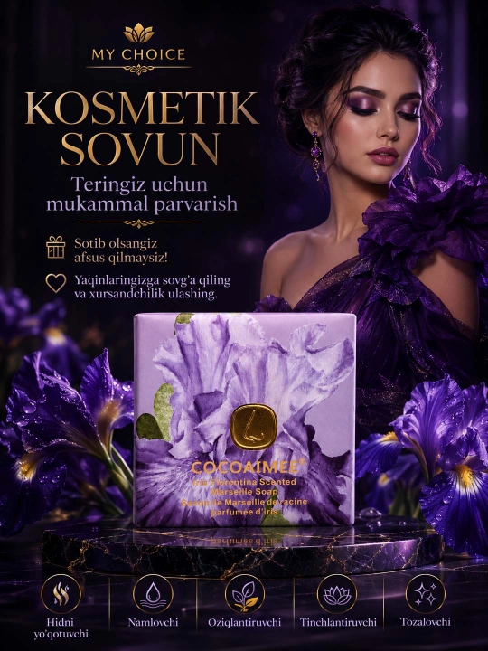 Parfyumli qattiq sovun assorti HZI JUICE/FANSHIYI, 4 xil gul aromati