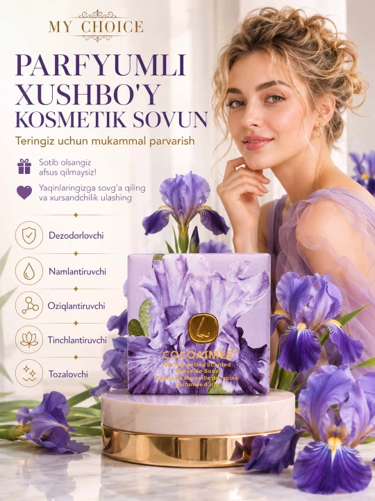 Parfyumli qattiq sovun assorti HZI JUICE/FANSHIYI, 4 xil gul aromati