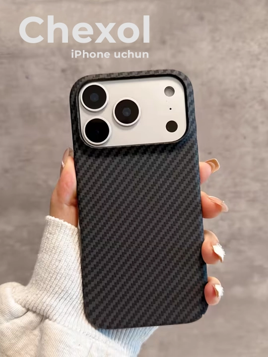 IPhone karbon chexol 13, 14, 15, 16, 17 Pro Max – Ayfon chixol 16, 15, 14, 13, 12 promax