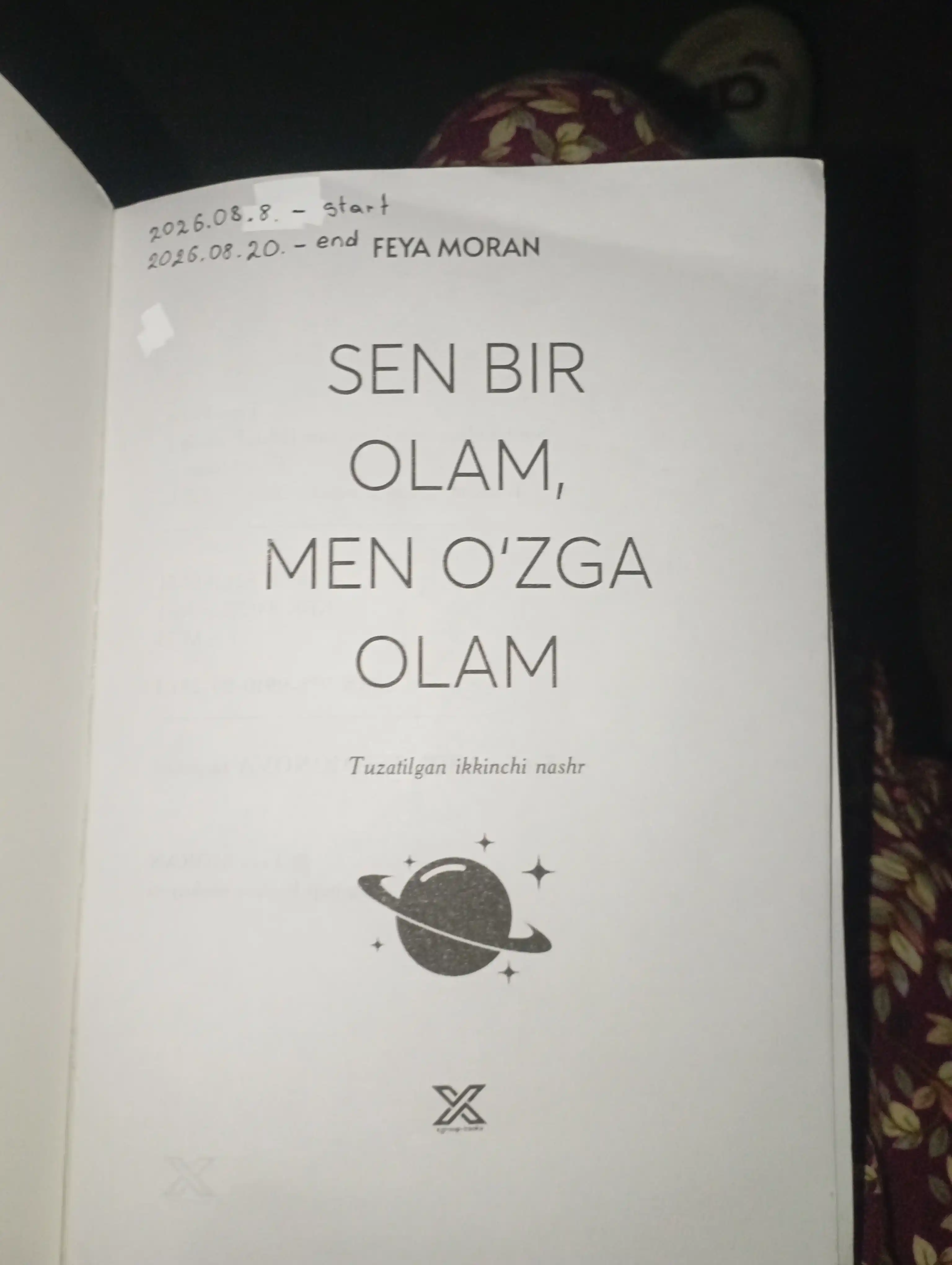 Sen bir olam, men o‘zga olam — Feya Moran, o‘zlik va muhabbat haqida roman