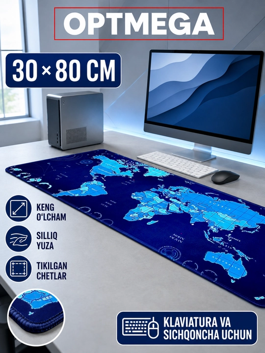 Большой коврик 100x50x3 мм, игровой и офисный коврик для клавиатуры и мыши - 